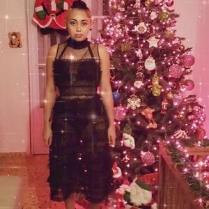 Fashion Nova Black Ruffled Midi Dress